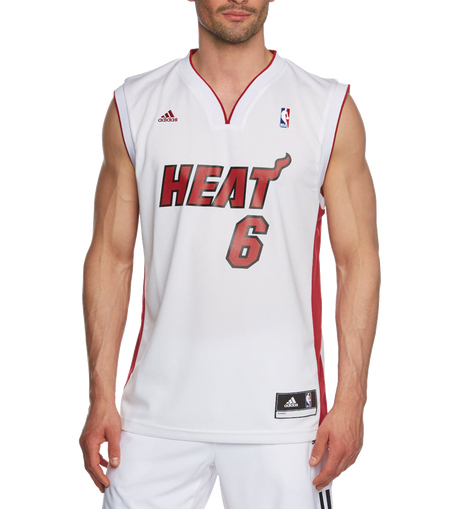 LeBron James 6 Miami Heat NBA Adidas Mens Jersey Black Red